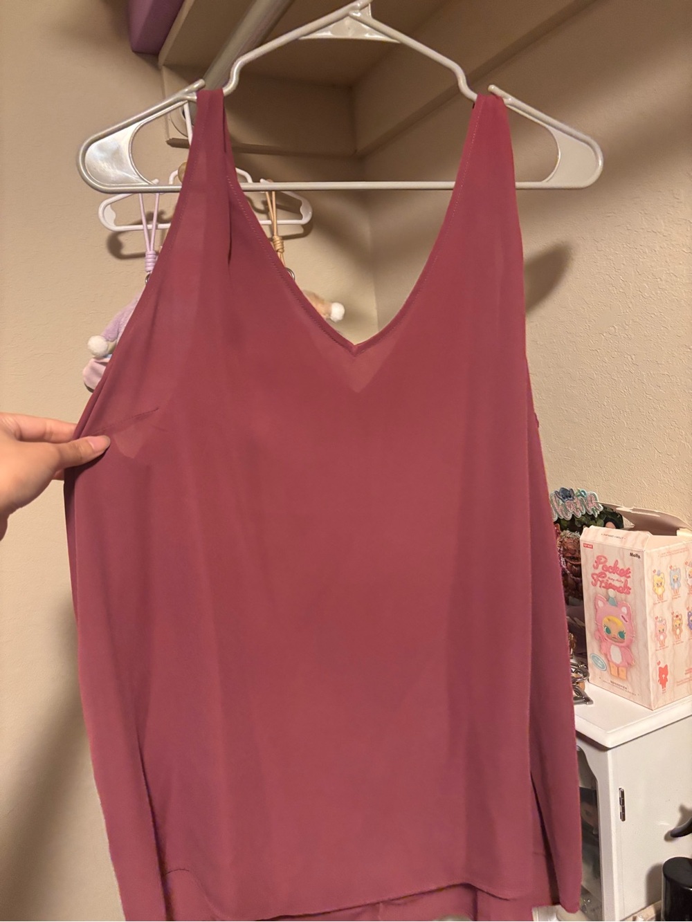 Maurices Sleeveless V-Neck Shell Tank Top in Dusty Rose